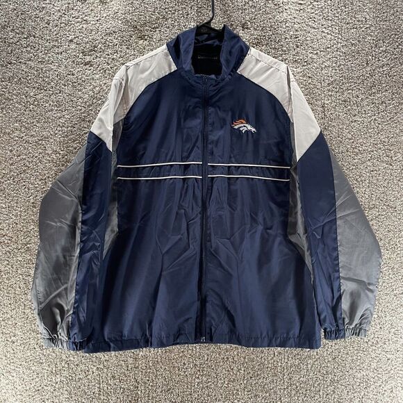 Denver Broncos Jacket Adult Large Blue Gray Full Zip Sports Illustrated Mens - Picture 1 of 14